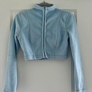 Urban Outfitters Out From Under Blue Cropped Zip Sweater